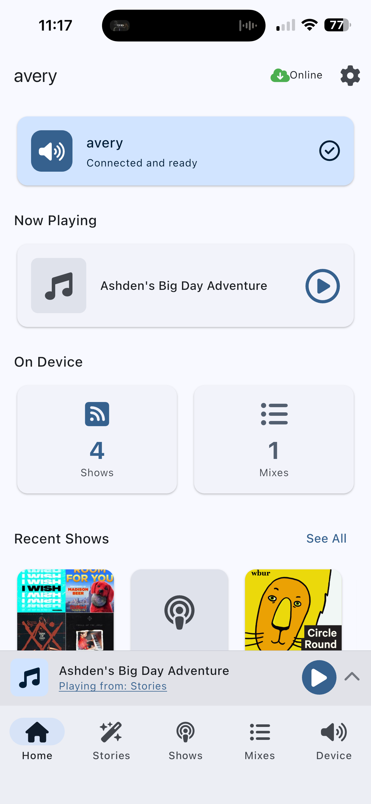 kid.studio app - Home screen