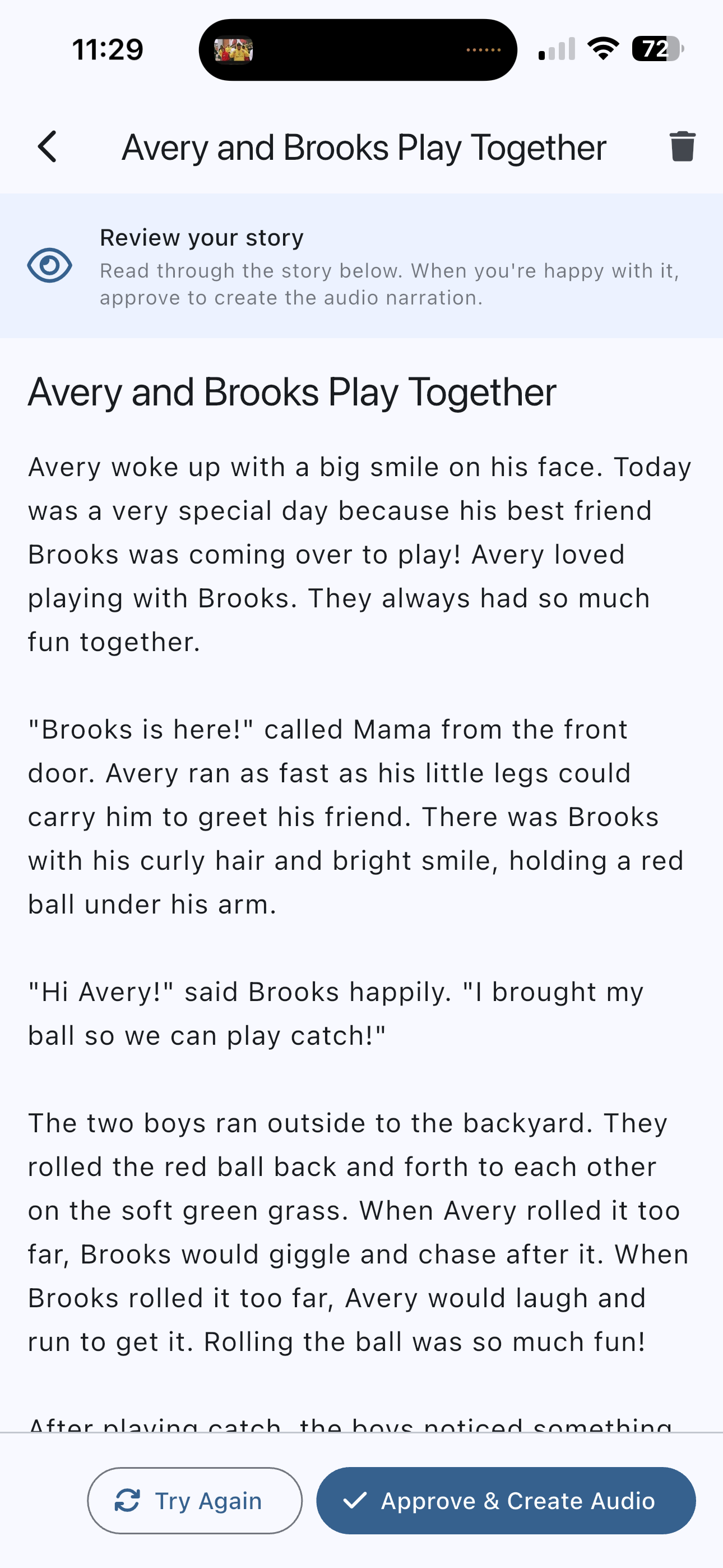 Review the full story text before your child hears it